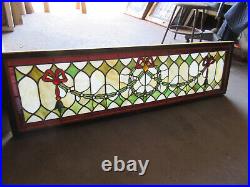 ANTIQUE STAINED GLASS TRANSOM WINDOW 24 JEWELS 50 x 14 SALVAGE