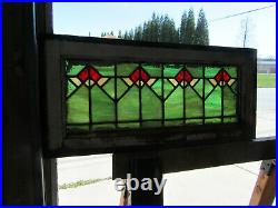 ANTIQUE STAINED GLASS TRANSOM WINDOW 26 x 12 ARCHITECTURAL SALVAGE