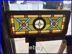 ANTIQUE STAINED GLASS TRANSOM WINDOW 2 OF 2 32 x 13.75 ARCHITECTURAL SALVAGE