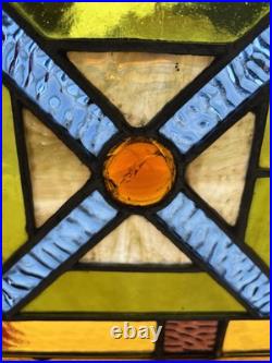 ANTIQUE STAINED GLASS TRANSOM WINDOW 2 OF 2 32 x 13.75 ARCHITECTURAL SALVAGE