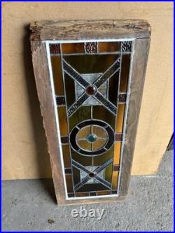 ANTIQUE STAINED GLASS TRANSOM WINDOW 2 OF 2 32 x 13.75 ARCHITECTURAL SALVAGE