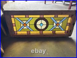 ANTIQUE STAINED GLASS TRANSOM WINDOW 2 OF 2 32 x 13.75 ARCHITECTURAL SALVAGE