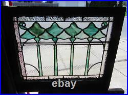 ANTIQUE STAINED GLASS TRANSOM WINDOW 31.5 x 27 ARCHITECTURAL SALVAGE