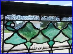 ANTIQUE STAINED GLASS TRANSOM WINDOW 31.5 x 27 ARCHITECTURAL SALVAGE