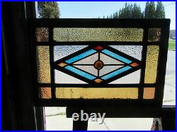 ANTIQUE STAINED GLASS TRANSOM WINDOW 32 x 21 ARCHITECTURAL SALVAGE
