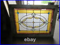 ANTIQUE STAINED GLASS TRANSOM WINDOW 32 x 23.75 ARCHITECTURAL SALVAGE