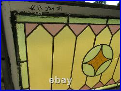 ANTIQUE STAINED GLASS TRANSOM WINDOW 33.75 x 22.75 ARCHITECTURAL SALVAGE