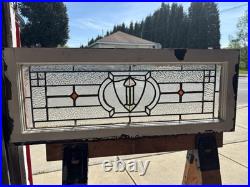ANTIQUE STAINED GLASS TRANSOM WINDOW 36 x 14 ARCHITECTURAL SALVAGE ANTIQUE STAINED GLASS TRANSOM WINDOW 36 x 14 ARCHITECTURAL SALVAGE