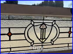 ANTIQUE STAINED GLASS TRANSOM WINDOW 36 x 14 ARCHITECTURAL SALVAGE ANTIQUE STAINED GLASS TRANSOM WINDOW 36 x 14 ARCHITECTURAL SALVAGE