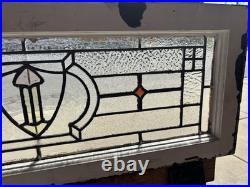 ANTIQUE STAINED GLASS TRANSOM WINDOW 36 x 14 ARCHITECTURAL SALVAGE ANTIQUE STAINED GLASS TRANSOM WINDOW 36 x 14 ARCHITECTURAL SALVAGE
