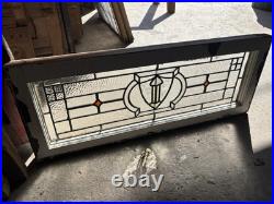 ANTIQUE STAINED GLASS TRANSOM WINDOW 36 x 14 ARCHITECTURAL SALVAGE ANTIQUE STAINED GLASS TRANSOM WINDOW 36 x 14 ARCHITECTURAL SALVAGE