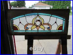 ANTIQUE STAINED GLASS TRANSOM WINDOW 38 x 16 ARCHITECTURAL SALVAGE