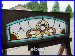 ANTIQUE STAINED GLASS TRANSOM WINDOW 38 x 16 ARCHITECTURAL SALVAGE