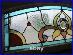 ANTIQUE STAINED GLASS TRANSOM WINDOW 38 x 16 ARCHITECTURAL SALVAGE