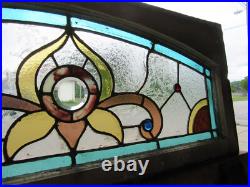 ANTIQUE STAINED GLASS TRANSOM WINDOW 38 x 16 ARCHITECTURAL SALVAGE