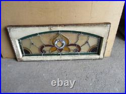 ANTIQUE STAINED GLASS TRANSOM WINDOW 38 x 16 ARCHITECTURAL SALVAGE