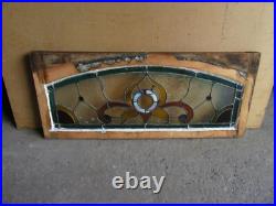 ANTIQUE STAINED GLASS TRANSOM WINDOW 38 x 16 ARCHITECTURAL SALVAGE