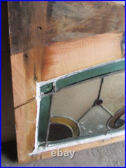 ANTIQUE STAINED GLASS TRANSOM WINDOW 38 x 16 ARCHITECTURAL SALVAGE