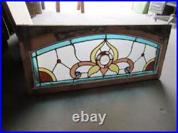 ANTIQUE STAINED GLASS TRANSOM WINDOW 38 x 16 ARCHITECTURAL SALVAGE
