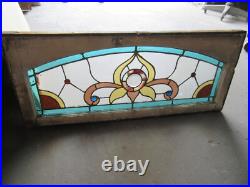 ANTIQUE STAINED GLASS TRANSOM WINDOW 38 x 16 ARCHITECTURAL SALVAGE