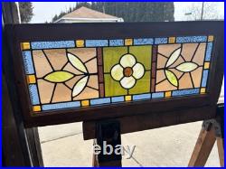 ANTIQUE STAINED GLASS TRANSOM WINDOW 3 OF 3 32 x 13.5 ARCHITECTURAL SALVAGE ANTIQUE STAINED GLASS TRANSOM WINDOW 3 OF 3 32 x 13.5 ARCHITECTURAL SALVAGE