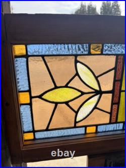 ANTIQUE STAINED GLASS TRANSOM WINDOW 3 OF 3 32 x 13.5 ARCHITECTURAL SALVAGE ANTIQUE STAINED GLASS TRANSOM WINDOW 3 OF 3 32 x 13.5 ARCHITECTURAL SALVAGE