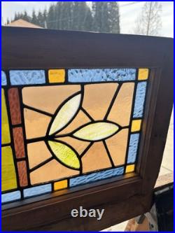 ANTIQUE STAINED GLASS TRANSOM WINDOW 3 OF 3 32 x 13.5 ARCHITECTURAL SALVAGE ANTIQUE STAINED GLASS TRANSOM WINDOW 3 OF 3 32 x 13.5 ARCHITECTURAL SALVAGE
