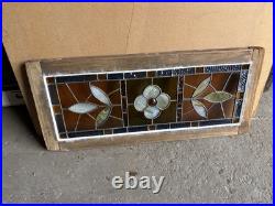 ANTIQUE STAINED GLASS TRANSOM WINDOW 3 OF 3 32 x 13.5 ARCHITECTURAL SALVAGE ANTIQUE STAINED GLASS TRANSOM WINDOW 3 OF 3 32 x 13.5 ARCHITECTURAL SALVAGE