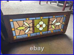 ANTIQUE STAINED GLASS TRANSOM WINDOW 3 OF 3 32 x 13.5 ARCHITECTURAL SALVAGE ANTIQUE STAINED GLASS TRANSOM WINDOW 3 OF 3 32 x 13.5 ARCHITECTURAL SALVAGE