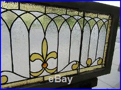 ANTIQUE STAINED GLASS TRANSOM WINDOW 43.5 x 20.75 ARCHITECTURAL SALVAGE