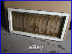 ANTIQUE STAINED GLASS TRANSOM WINDOW 43.5 x 20.75 ARCHITECTURAL SALVAGE