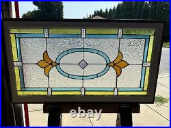 ANTIQUE STAINED GLASS TRANSOM WINDOW 44.25 x 24.75 ARCHITECTURAL SALVAGE