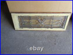 ANTIQUE STAINED GLASS TRANSOM WINDOW 44 x 16.5 ARCHITECTURAL SALVAGE