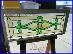 ANTIQUE STAINED GLASS TRANSOM WINDOW 44 x 19.25 ARCHITECTURAL SALVAGE