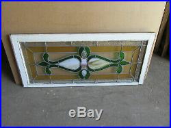 ANTIQUE STAINED GLASS TRANSOM WINDOW 44 x 19.25 ARCHITECTURAL SALVAGE