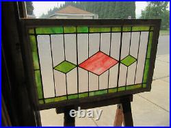 ANTIQUE STAINED GLASS TRANSOM WINDOW 45.25 x 28 ARCHITECTURAL SALVAGE