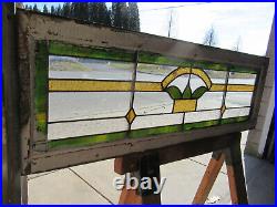 ANTIQUE STAINED GLASS TRANSOM WINDOW 48 x 16 ARCHITECTURAL SALVAGE