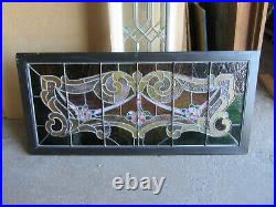 ANTIQUE STAINED GLASS TRANSOM WINDOW 50 x 23 ARCHITECTURAL SALVAGE