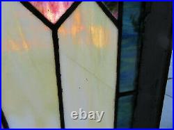 ANTIQUE STAINED GLASS TRANSOM WINDOW 58 x 20 ARCHITECTURAL SALVAGE