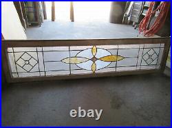 ANTIQUE STAINED GLASS TRANSOM WINDOW 64 x 16 ARCHITECTURAL SALVAGE