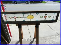 ANTIQUE STAINED GLASS TRANSOM WINDOW 66 x 15 ARCHITECTURAL SALVAGE