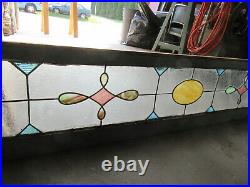 ANTIQUE STAINED GLASS TRANSOM WINDOW 66 x 15 ARCHITECTURAL SALVAGE