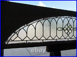 ANTIQUE STAINED GLASS TRANSOM WINDOW BEVELS 64 x 18 ARCHITECTURAL SALVAGE