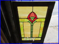 ANTIQUE STAINED GLASS WINDOW 19.5 x 30.5 ARCHITECTURAL SALVAGE