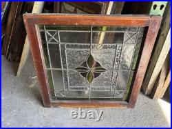 ANTIQUE STAINED GLASS WINDOW 1 OF 2 28.5 x 28 ARCHITECTURAL SALVAGE