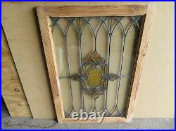 ANTIQUE STAINED GLASS WINDOW 25 x 37 ARCHITECTURAL SALVAGE