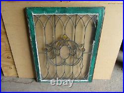 ANTIQUE STAINED GLASS WINDOW 28.5 x 36.25 ARCHITECTURAL SALVAGE