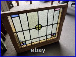 ANTIQUE STAINED GLASS WINDOW 29.5 x 25.25 ARCHITECTURAL SALVAGE