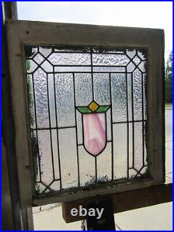 ANTIQUE STAINED GLASS WINDOW 2 OF 2 20.25 x 21.5 ARCHITECTURAL SALVAGE