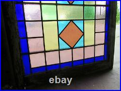 ANTIQUE STAINED GLASS WINDOW 34 x 37 ARCHITECTURAL SALVAGE